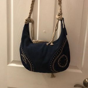 Zara cross body bag dark navy velvet
